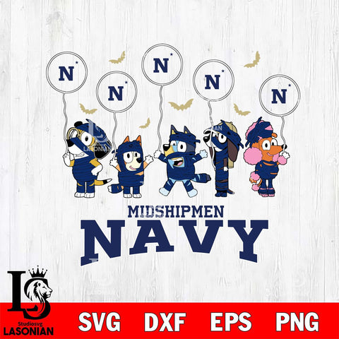 Navy Midshipmen Bluey Halloween Spooky Svg Eps Dxf Png File, Digital Download, Instant Download