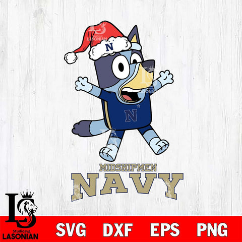 Navy Midshipmen Bluey Happy Christmas Svg Eps Dxf Png File, Digital Download