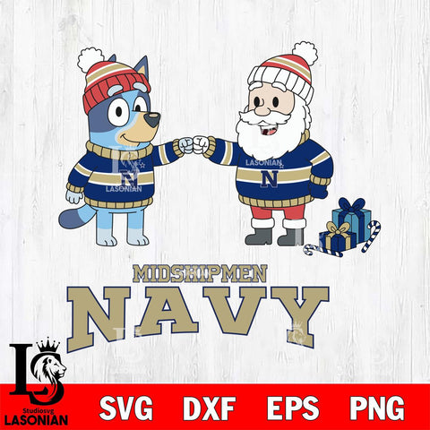 Navy Midshipmen Bluey With Satan Christmas File Cut, NCAA SVG DXF EPS PNG FILE, Digital Download,Instant Download, Silhouette