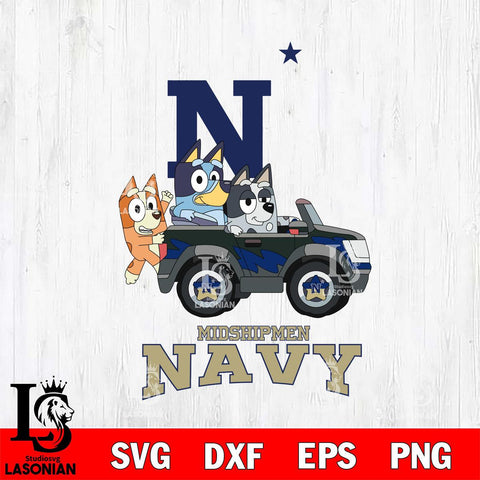 Navy Midshipmen Bluey friends car Svg Eps Dxf Png File, NCAA svg, Digital Download, Instant Download