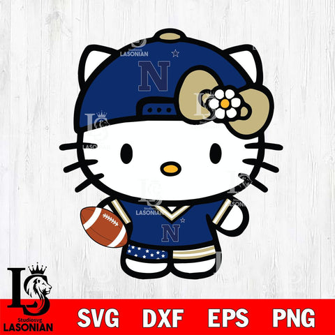 Navy Midshipmen Cute Hello Kitty Football 10 Svg Eps Dxf Png File, NCAA svg, Digital Download, Instant Download