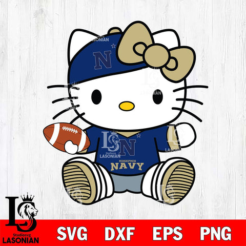 Navy Midshipmen Cute Hello Kitty Football 11 Svg Eps Dxf Png File, NCAA svg, Digital Download, Instant Download