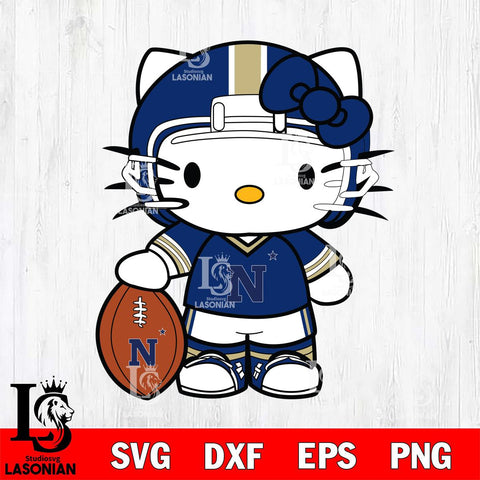 Navy Midshipmen Cute Hello Kitty Football 3 Svg Eps Dxf Png File, NCAA svg, Digital Download, Instant Download