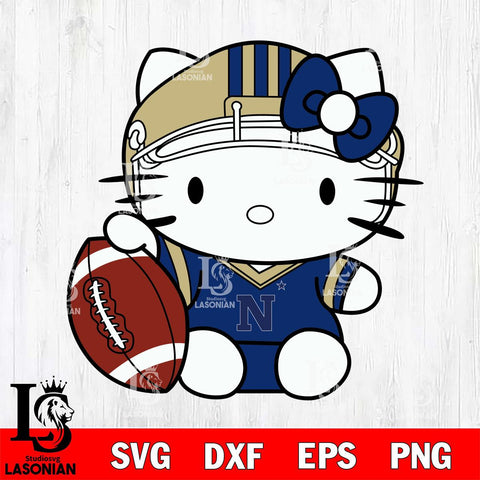 Navy Midshipmen Cute Hello Kitty Football 5 Svg Eps Dxf Png File, NCAA svg, Digital Download, Instant Download