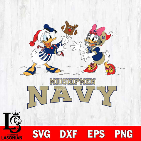 Navy Midshipmen Donald Duck & Daisy Duck Football Cricut,Christmas SVG DXF EPS PNG FILE, NCAA Digital Download,Instant Download, Silhouette