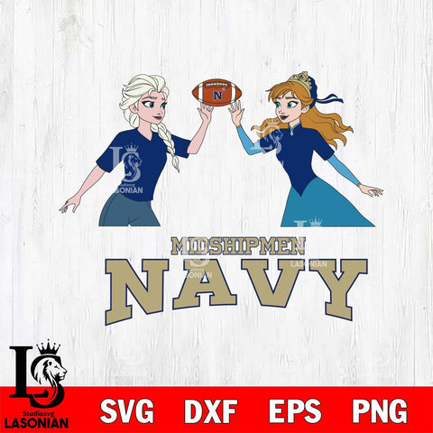 Navy Midshipmen Elsa & Anna Football Cricut,Christmas SVG DXF EPS PNG FILE, NCAA Digital Download,Instant Download, Silhouette