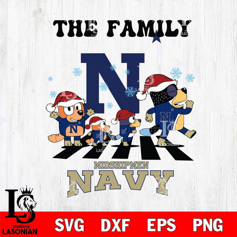 Navy Midshipmen Family Bluey Christmas Svg Eps Dxf Png File, Digital Download