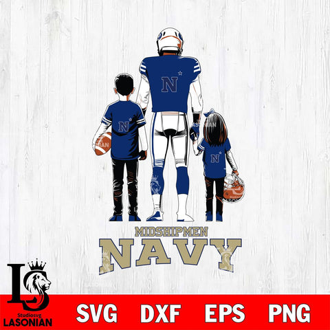 Navy Midshipmen Father And Child Football SVG DXF EPS PNG FILE,NCAA SVG, Father day Digital Download,Instant Download, Silhouette