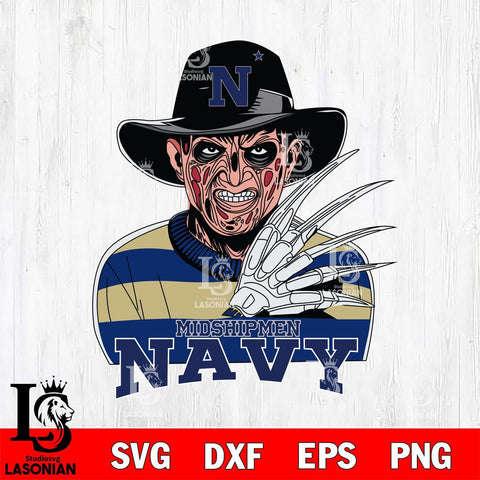 Navy Midshipmen Freddy Krueger Horror Halloween Svg Eps Dxf Png File, NCAA svg, Digital Download, Instant Download