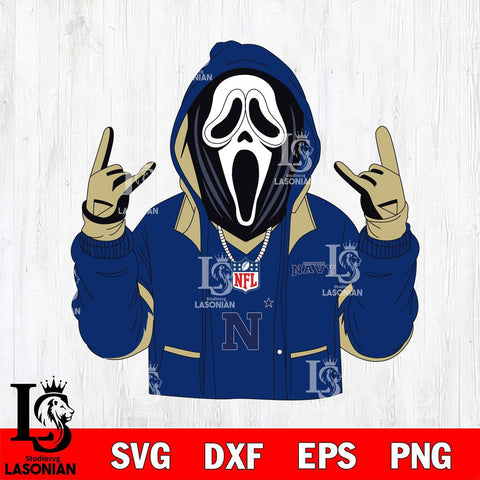 Navy Midshipmen Ghostface Scream Football Halloween Svg Eps Dxf Png File, NCAA svg, Digital Download, Instant Download