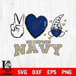 Navy Midshipmen Gnomes Peace & Love Svg Eps Dxf Png File, Digital Download, Instant Download