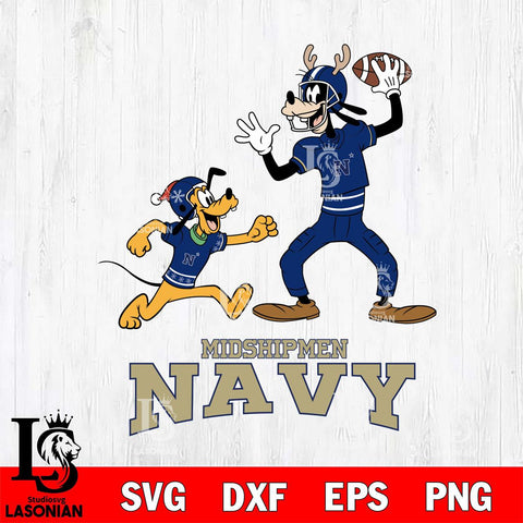 Navy Midshipmen Goofy & Pluto Football Cricut,Christmas SVG DXF EPS PNG FILE, NCAA Digital Download,Instant Download, Silhouette