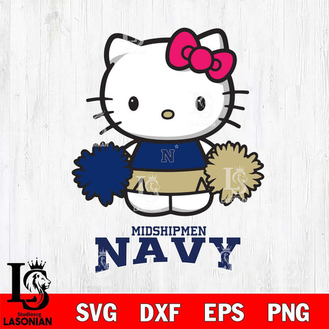 Navy Midshipmen Hello Kitty Cheerleader 2 Svg Eps Dxf Png File, Digital Download, Instant Download