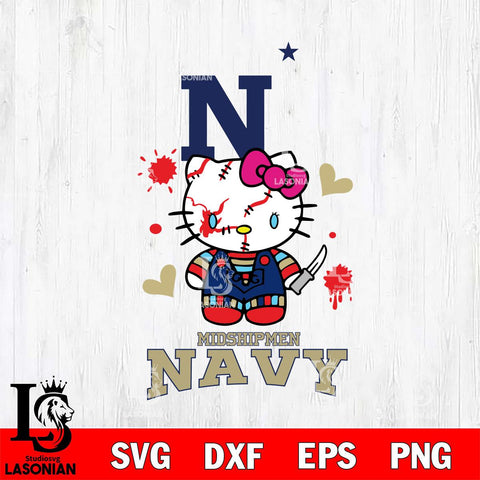 Navy Midshipmen Hello Kitty Horror 2 Svg Eps Dxf Png File, Digital Download