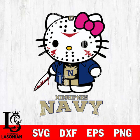 Navy Midshipmen Hello Kitty Horror 3 Svg Eps Dxf Png File, Digital Download