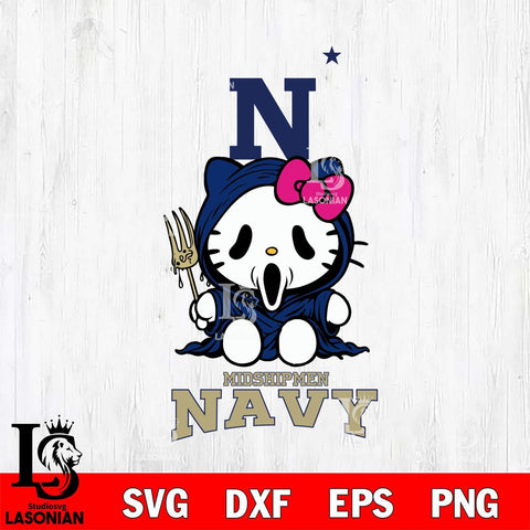 Navy Midshipmen Hello Kitty Horror 4 Svg Eps Dxf Png File, Digital Download