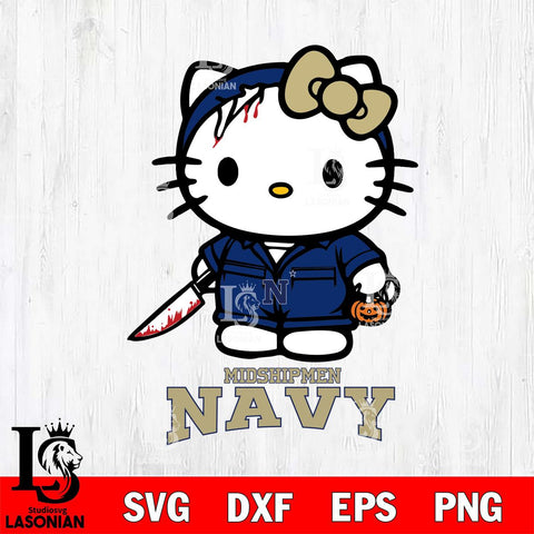 Navy Midshipmen Hello Kitty Horror 5 Svg Eps Dxf Png File, Digital Download