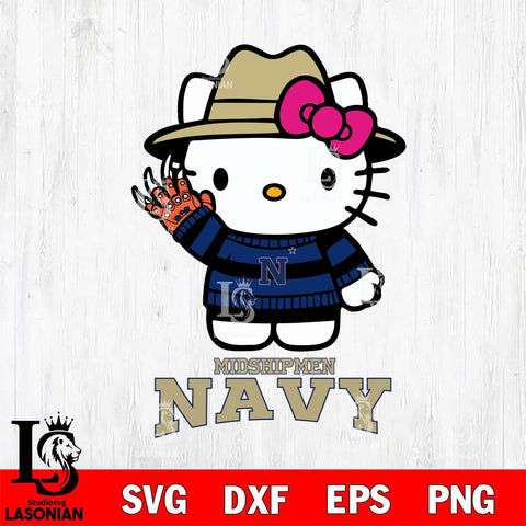 Navy Midshipmen Hello Kitty Horror 6 Svg Eps Dxf Png File, Digital Download