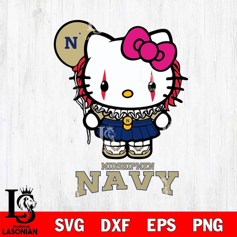 Navy Midshipmen Hello Kitty Horror 7 Svg Eps Dxf Png File, Digital Download