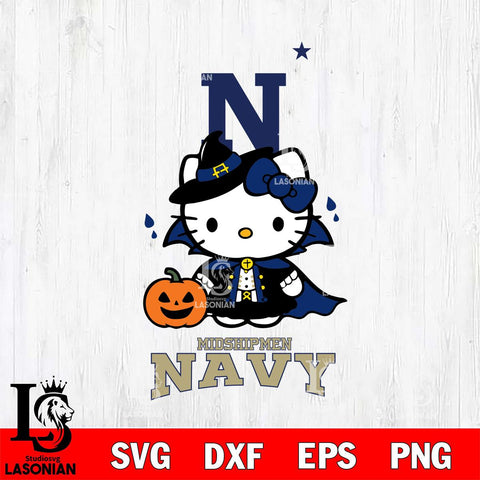 Navy Midshipmen Hello Kitty Horror 9 Svg Eps Dxf Png File, Digital Download