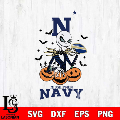 Navy Midshipmen Jack Skellington 2 halloween Svg Eps Dxf Png File, NCAA svg, Digital Download, Instant Download