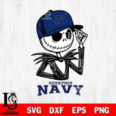 Navy Midshipmen Jack Skellington 3 Halloween Svg Eps Dxf Png File, NCAA svg, Digital Download, Instant Download