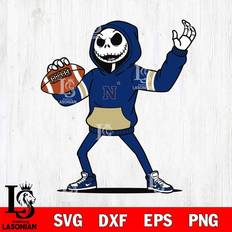 Navy Midshipmen Jack Skellington Football Christmas File Cut, NCAA SVG DXF EPS PNG FILE, Digital Download , Criucut , Silhouette