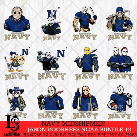 Navy Midshipmen Jason Voorhees NCAA Bundle 12 SVG Svg Eps Dxf Png File, Digital Download