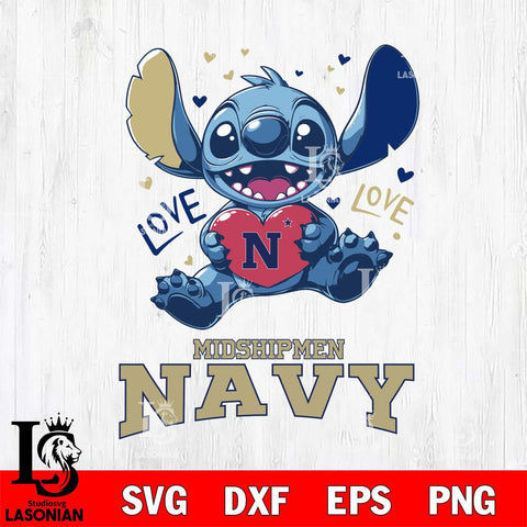 Navy Midshipmen Love Stitch, Svg Eps Dxf Png File, Digital Download