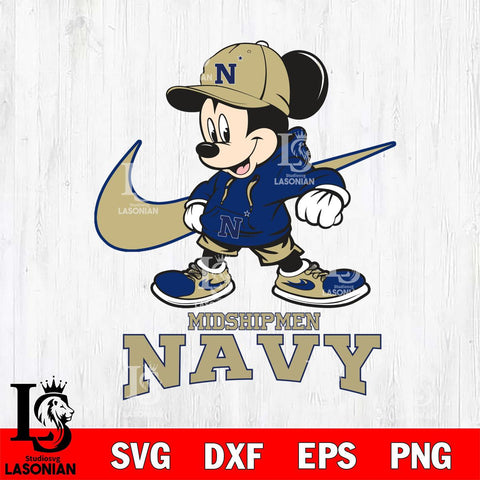 Navy Midshipmen Mickey Mouse NIKE, Svg Eps Dxf Png File, Digital Download