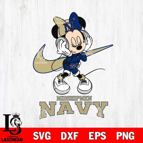 Navy Midshipmen Minnie Mouse Dancing NIKE, Svg Eps Dxf Png File, Digital Download