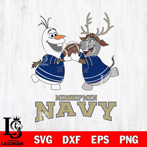 Navy Midshipmen Olaf & Sven Football Cricut,Christmas SVG DXF EPS PNG FILE, NCAA Digital Download,Instant Download, Silhouette