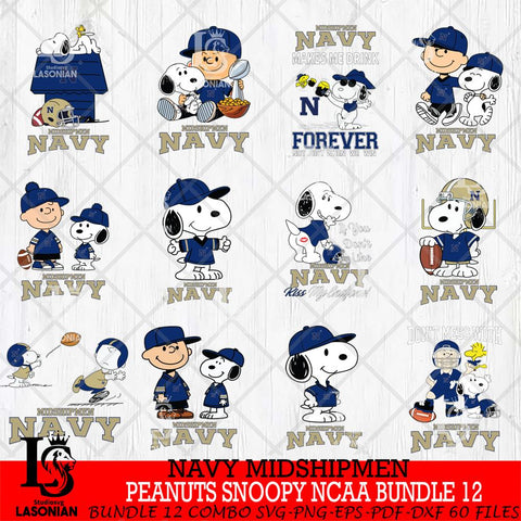 Navy Midshipmen Peanuts Snoopy Player NCAA Bundle 12 SVG DXF EPS PNG FILE,Snoopy File Cut, bundle NCAA Digital Download,Instant Download, Silhouette
