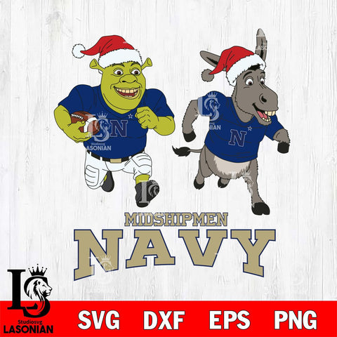 Navy Midshipmen Shrek and Donkey Football Cricut,Christmas SVG DXF EPS PNG FILE, NCAA Digital Download,Instant Download, Silhouette