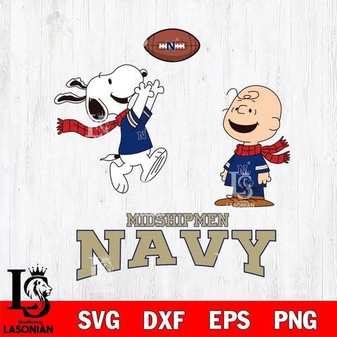 Navy Midshipmen Snoopy & Charlie Brown Football Cricut,Christmas SVG DXF EPS PNG FILE, NCAA Digital Download,Instant Download, Silhouette