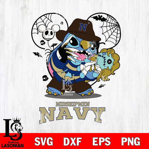 Navy Midshipmen Stitch Freddy Krueger Halloween Svg Eps Dxf Png File, Digital Download, Instant Download