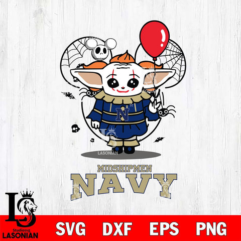 Navy Midshipmen Stitch Pennywise Halloween Svg Eps Dxf Png File, Digital Download, Instant Download