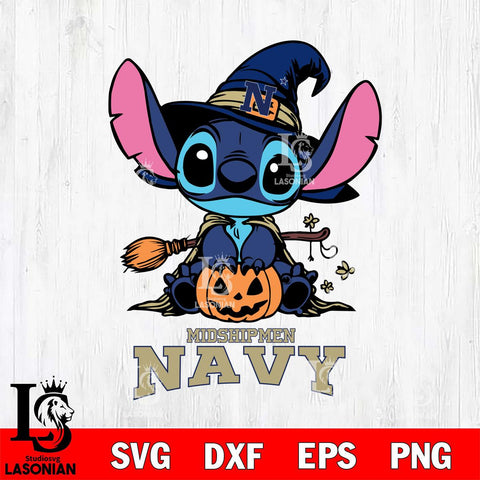 Navy Midshipmen Stitch witch Svg Eps Dxf Png File, NCAA svg, Digital Download, Instant Download