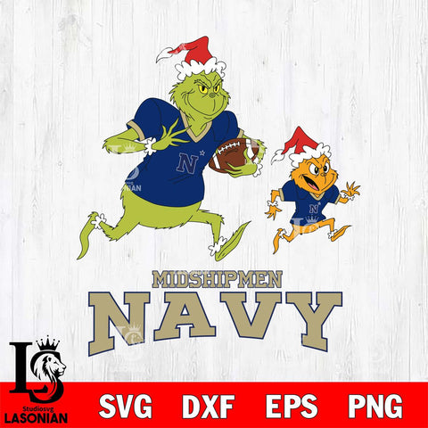 Navy Midshipmen The Grinch & Max Football Cricut,Christmas SVG DXF EPS PNG FILE, NCAA Digital Download,Instant Download, Silhouette