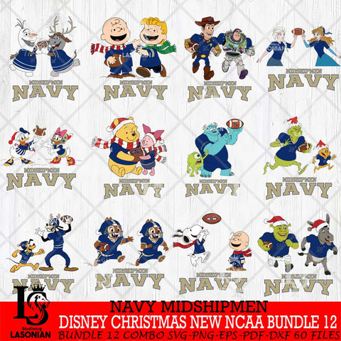 Navy Midshipmen  Disney Christmas New NCAA Bundle 12 Cricut,Christmas SVG DXF EPS PNG FILE, BUNDLE NCAA Digital Download,Instant Download, Silhouette