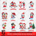 Nebraska Cornhuskers Bluey Christmas NCAA Bundle 12 Cricut File Cut Files , Bluey Cricut , Christmas Svg , Bluey svg , Digital Download, dxf eps png pdf file