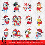 Nebraska Cornhuskers Bluey Christmas NCAA Bundle 12 SVG Eps Dxf Png File, Digital Download, Instant Download