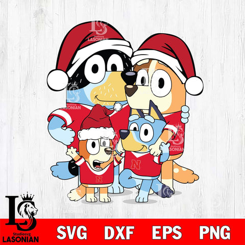 Nebraska Cornhuskers Bluey Family Christmas Svg Eps Dxf Png File, Digital Download, Instant Download