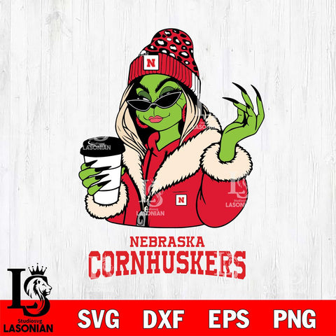 Nebraska Cornhuskers Boujee Grinch Girls Christmas Cut Files Cricut, Svg Dxf Eps Png file, Digital download , Silhouette