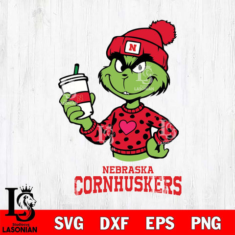 Nebraska Cornhuskers Boujee Grinch Heart Christmas Cut Files Cricut, Svg Dxf Eps Png file, Digital download , Silhouette