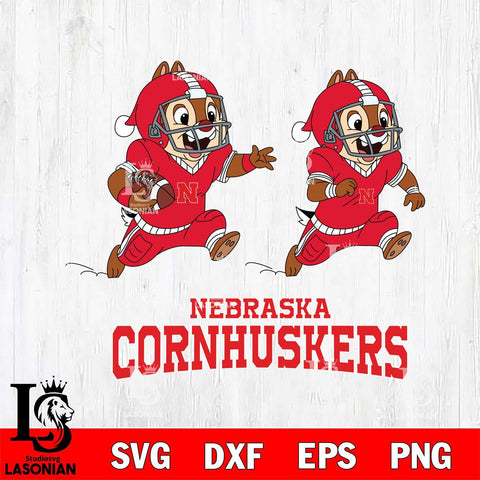 Nebraska Cornhuskers Chip & Dale Football Cricut,Christmas SVG DXF EPS PNG FILE, NCAA Digital Download,Instant Download, Silhouette