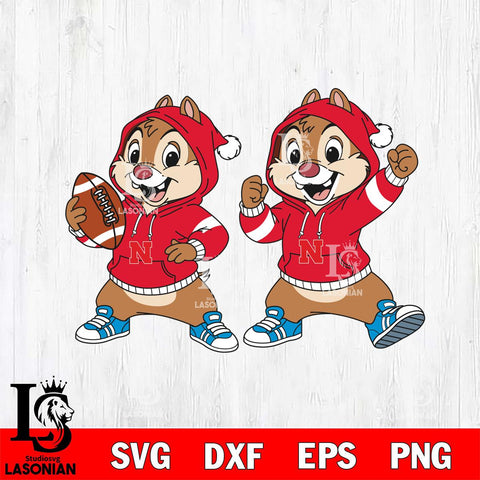 Nebraska Cornhuskers Chip và Dale Football File Cut, NCAA SVG DXF EPS PNG FILE, Digital Download , Criucut , Silhouette