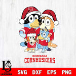 Nebraska Cornhuskers Christmas Bluey Family Sport Cut Files,Bluey Cricut,Christmas Svg , Bluey svg , Digital Download, dxf eps png pdf file