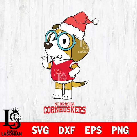 Nebraska Cornhuskers Christmas Bluey Honey Sport Cut Files,Bluey Cricut,Christmas Svg , Bluey svg , Digital Download, dxf eps png pdf file