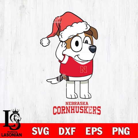 Nebraska Cornhuskers Christmas Bluey Jack Sport Cut Files,Bluey Cricut,Christmas Svg , Bluey svg , Digital Download, dxf eps png pdf file